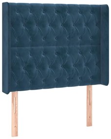 Testiera ad orecchio blu scuro 93x16x118/128 cm in velluto