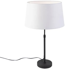 Lampada da tavolo nera con paralume in lino bianco 35 cm regolabile - Parte