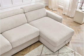 Divano angolare color crema allungabile (con composizione variabile) con rivestimento in velluto a coste Monaco – Bobochic Paris