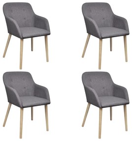 Sedie Da Pranzo 4 Pz Grigio Chiaro Tessuto E Massello Rovere /