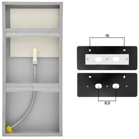 Soffione doccia a sbalzo 22x50 cm nero opaco in acciaio inox