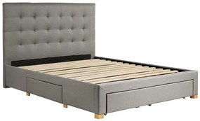 Letto con cassetti matrimoniale 160x200 cm in tessuto grigio chiaro RENO