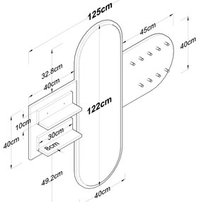 Specchio da parete RANI 125x120 cm bianco/marrone