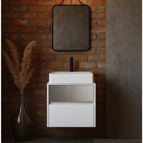 Mobile da bagno sotto lavabo Niwa bianco laccato opaco L 59.5 x H 50 x P 45.5 cm 2 cassetti, lavabo non incluso