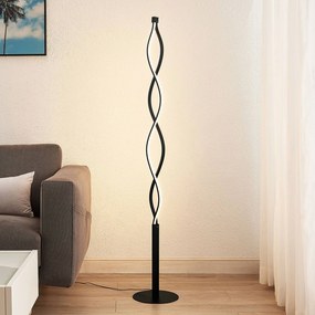Lampada da terra a LED Welina Lindby, dimmerabile, Nero, Soggiorno / Sala da pranzo, Metallo, Moderno, Lampada LED da terra