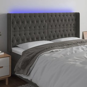 Testiera A Led Grigio Scuro 203x16x118/128cm İn Velluto /