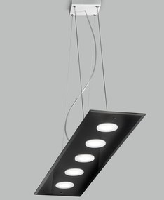 Sospensione 5 luci - 259.105 - collezione Dado  - Metal Lux Vetro nero