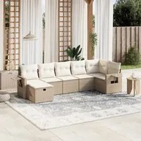 Set Divani da Giardino 7 pz con Cuscini Beige in Polyrattan 3263814