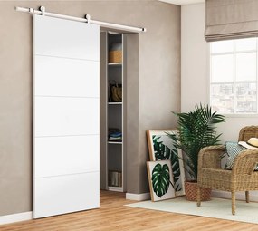 Porta scorrevole Dione in mdf bianco, L 92.5 x H 211.5 cm, con binario Loft bianco Reversibile