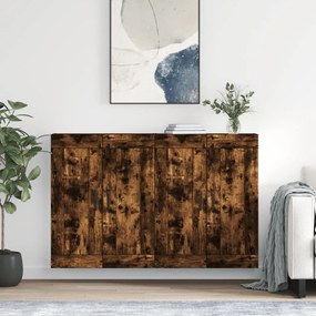Armadietti A Parete 2 Pz Rovere Fumo İn Legno Multistrato /