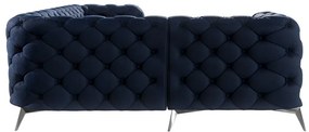 Divano angolare blu scuro (con penisola a sinistra/a L) con rivestimento in velluto Chelsea – Ropez