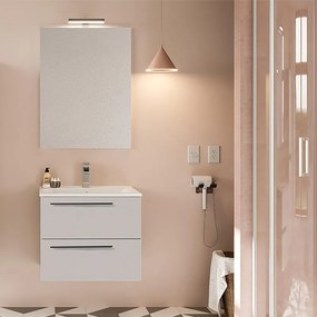 Mobile da bagno sospeso sotto lavabo L 60 x H 55 x P 39.5 cm Beige Greige laccato opaco, 2 cassetti VISOBATH Mia