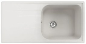 Lavello sopratop 1 vasca con gocciolatoio laterale destro o sinistro DELINIA Elba quarzo L 50 x L 100 cm bianco
