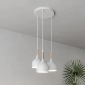 Luminex Sospensione Noak 3 luci rotonda bianco/legno