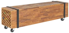Mobile Porta Tv 110x30x32,5 Cm İn Legno Massello Di Teak /