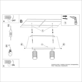 Plafoniera da Soffitto 2xGU10 in Alluminio KARBON 2