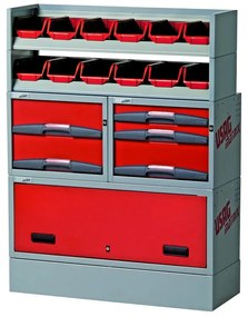Armadietto da officina USAG Composizione per allestimento furgone in acciaio 5 cassetti 2 ripiani, L 99 x P 37.5 x H 130.6 cm