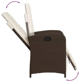 Set da pranzo da giardino 7pz con cuscini in polyrattan marrone