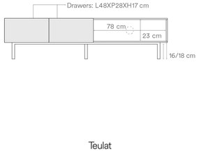 Tavolo TV in rovere decorato in bianco e naturale 180x45 cm Arista - Teulat