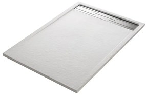 Piatto doccia SENSEA in resina Neo Metal Grid bianco L 90 x L 120 x H 3 cm opaco effetto pietra