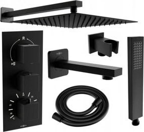 Mexen Cube DR02 set da bagno e doccia ad incasso con soffione 30 cm, nero - 77503DR0230-70