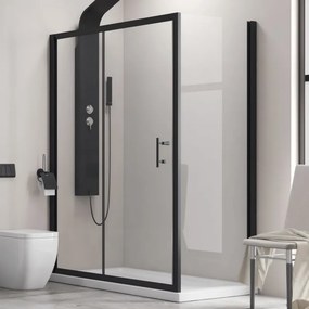 Cabina doccia 150x90 ad angolo con telaio colore nero e anta scorrevole KFN5000S - KAMALU