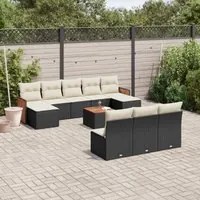 Set Divani da Giardino 11 pz con Cuscini in Polyrattan Nero 3228072