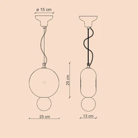 Sospensione Vintage Decò Bumbum 1 Elemento Ceramica Arancio Pokè 1 Luce E27