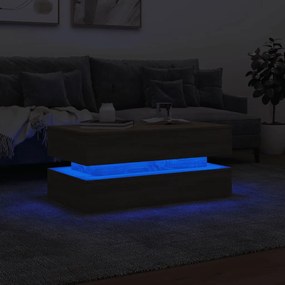 Tavolino da soggiorno con luci led rovere sonoma 90x50x40 cm