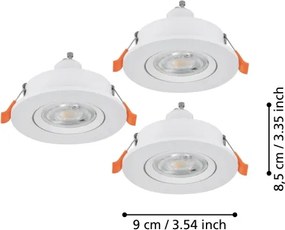 Eglo 902242 - Set 3x faretto LED da incasso BARRANCO 1xGU10/4,5W/230V bianco