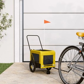 Rimorchio Da Bici Per Animali Giallo E Nero Oxford E Ferro /