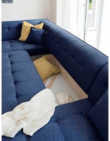 Divano letto a U blu navy, angolo sinistro Dazzling Daisy - Miuform