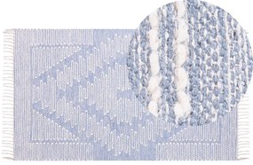 Tappeto cotone blu e bianco 80 x 150 cm ANSAR Beliani