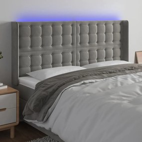 Testiera A Led Grigio Chiaro 203x16x118/128 Cm İn Velluto /