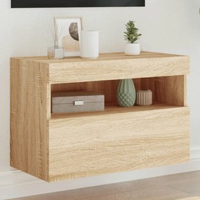 Mobile Tv A Parete Con Luci Led Rovere Sonoma 60x30x40 Cm /