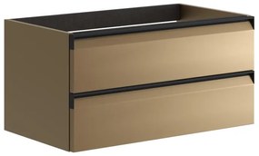 Mobile da bagno sotto lavabo Fusion giallo opaco L 79.5 x H 40 x P 45.5 cm 2 cassetti, lavabo non incluso