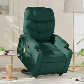 Poltrona Alzapersona Massaggiante Verde Scuro İn Tessuto /