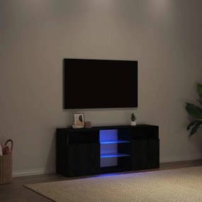 Mobile Porta Tv Con Led Rovere Nero 120x30x50 Cm Multistrato /