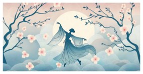 Quadro su tela – Sagoma di ballerina tra i ciliegi in fiore