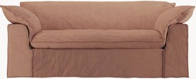 Divano 3 posti in lino rosa antico Nomad, 204 cm