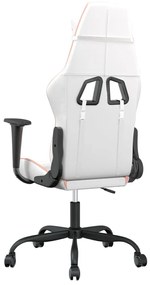 Sedia da gaming bianco e rosa in similpelle