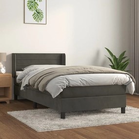 Giroletto A Molle Con Materasso Grigio Scuro 80x200 Cm Velluto /