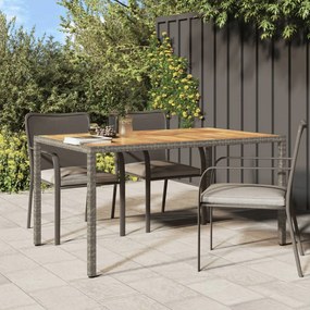 Tavolo giardino 150x90x75 cm polyrattan e legno d&#039;acacia grigio