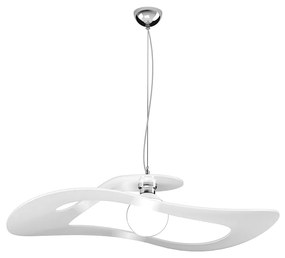 Sospensione Moderna Surf Metallo Bianco Vetro Cromo 1 Luce E27 D.70Cm