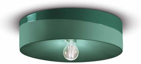 Plafoniera Grande Vintage Decò Pi Ceramica Verde Bottiglia 1 Luce E27