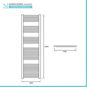 Termoarredo bagno scaldasalviette 50x150 cromo curvo interasse 45 cm