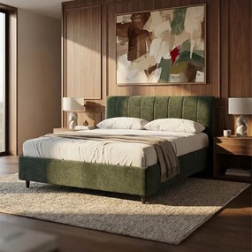 ONYX letto imbottito con vano contenitore e testiera verticale in tessuto certificato Oeko-Tex®
