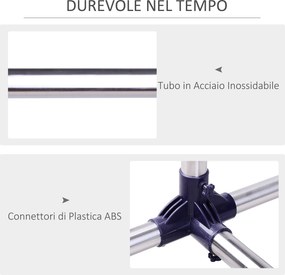 Stender Appendiabiti Larghezza e altezza regolabili con Ruote in Acciaio Inox 160x170 cm...