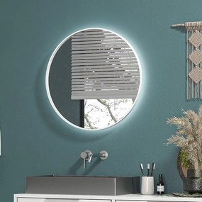 Specchio tondo led retroilluminato 80 cm cornice bianca | KAM-S8000B - KAMALU