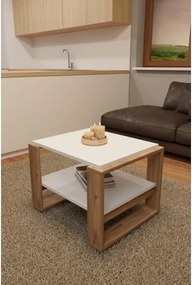 Tavolino Basso Da Salotto Stile Moderno 63x54x45 Axel Rovere E Bianco